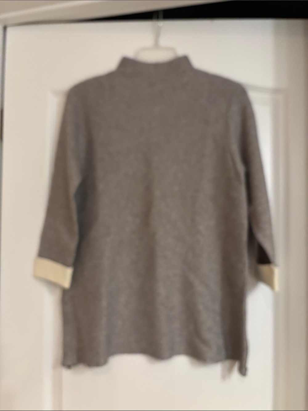 NWT Women’s Gray Mock Neck Sweater with Contrast Cuffs